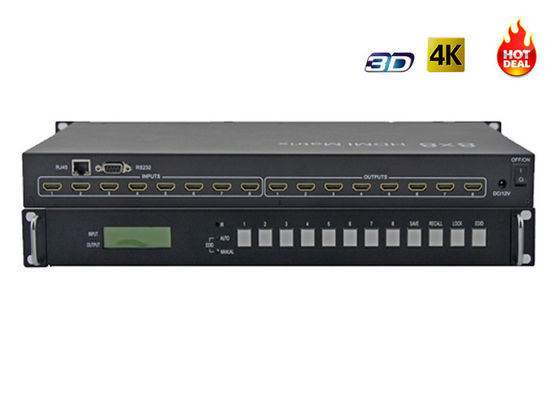 4Kx2K 8X8 3D IR HDMI Video Matrix Switcher مع إدخالات 8x ومخرجات 8x
