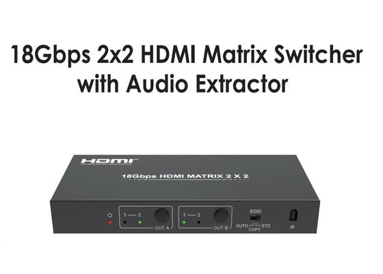 جودة  Type A 18Gbps 2x2 HDMI Matrix Switcher With Audio Extractor مصنع