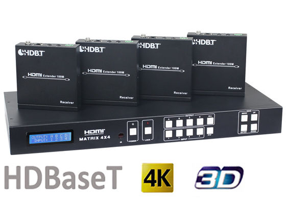 محول مصفوفة HDMI1.4 4X4 HDBaseT مع 4 أجهزة استقبال 70 متر و 100 متر HDMI HDBaseT