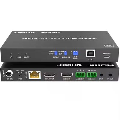 4K USB 2.0 HDBaseT Extender عبر LAN HDBaseT PoC كابل واحد Cat5e / 6a / 7 ، ماكس 100m