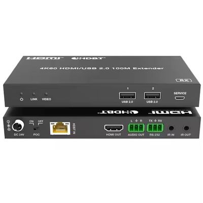 4K USB 2.0 HDBaseT Extender عبر LAN HDBaseT PoC كابل واحد Cat5e / 6a / 7 ، ماكس 100m