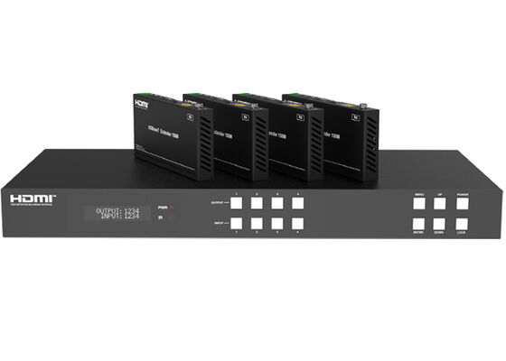 فينكان 4x4 HDBaseT HDMI المصفوفة المفتاح مع 4K604:4:4، PoC و 4 مستقبلات للتوزيع AV المهنية
