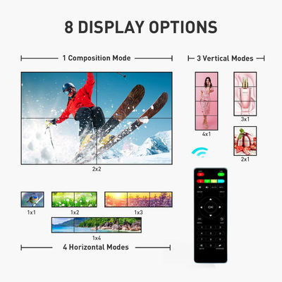 1 In 4 Out LCD TV Multi-screen Video Wall Controller 2x2 مع 8 أوضاع حائط