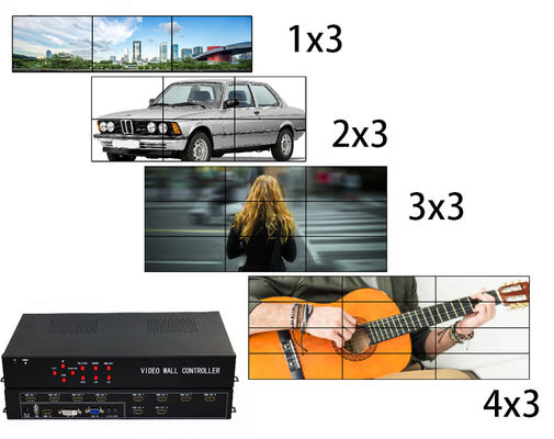 1 في 8 Out / 1 In 9 Out HDMI 3x3 LCD Video TV Wall Controller مع 9 شاشات