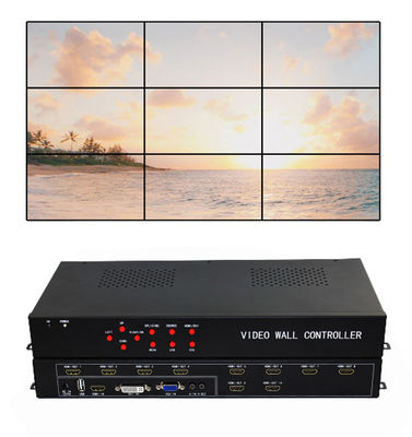 FCC CE Rohs 1 في 9 OUT Video Matrix 3x3 TV Video Wall Controller مع 9 شاشات
