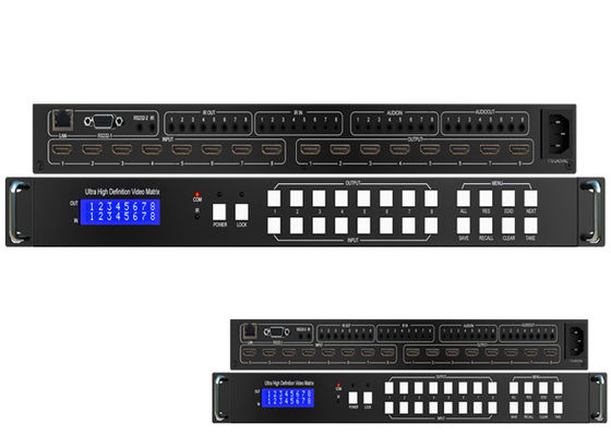 18Gbps 8x8 سلس IR Audio UHD HDMI 2.0 Matrix Switcher 4K 60Hz