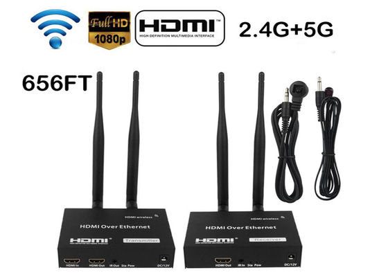 جهاز إرسال واستقبال لاسلكي HDMI 660 قدم / 200 متر 1080P مع جهاز تحكم عن بعد بالأشعة تحت الحمراء