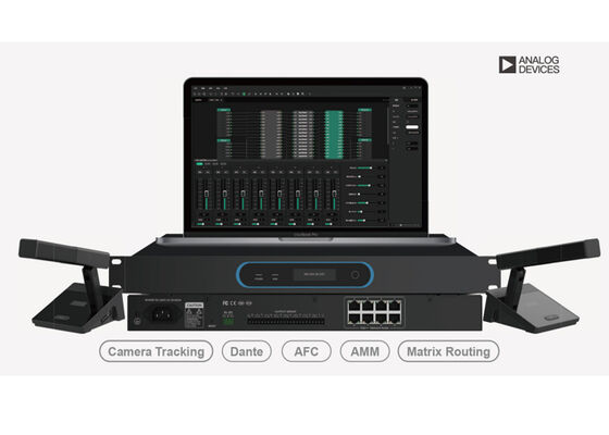 وحدة تحكم خلط الصوت الشبكية VINCAN NMC100D مع 32x32 قناة Dante، خلط ميكروفون تلقائي، و 8 واجهات PoE++