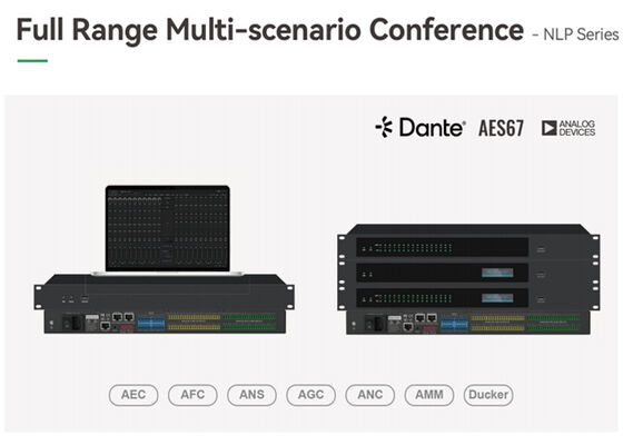 سلسلة VINCAN NLP Conference Audio DSP معالج مع خلط آلي AEC و Dante / AES67 Network Audio